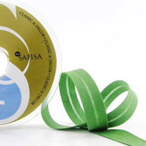 Косая бейка хлопок/полиэстер 20 мм, 25 м, цвет 74, насыщенный зеленый. Арт 6120-20мм-74            