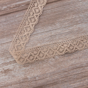 Мерсеризованное хлопковое кружево, 30 мм, цвет серо-бежевый. Арт 2025/27