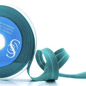 Косая бейка хлопок/полиэстер 20 мм, 25 м, цвет 132, малахит. Арт 6120-20мм-132           