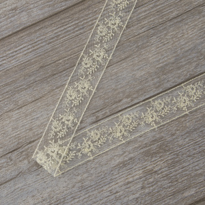 Вышивка на тюле, 23 мм, цвет экрю. Арт I647/02