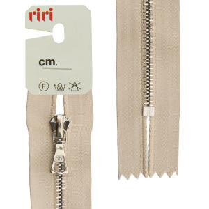 Молния металл, Ni, неразъёмная, на атласной тесьме, 4 мм, 16 см, цвет 2230, бежевый. Арт 3412224/16/2230         