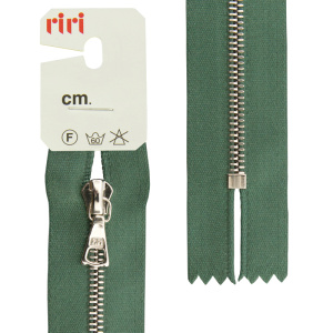 Молния металл, Ni, неразъёмная, на атласной тесьме, 4 мм, 18 см, цвет 5861, зеленый холодный. Арт 3412224/18/5861         