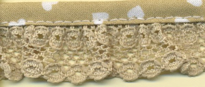 Кружево-рюш с окантовкой косой бейкой, 25 мм, цвет бежевый. Арт 144105/70