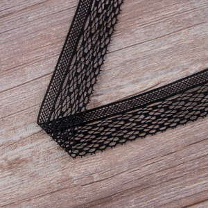 Мерсеризованное хлопковое кружево, 35 мм, цвет черный. Арт 2011/14