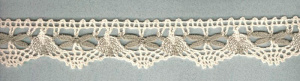 Мерсеризованное хлопковое кружево, 35 мм, цвет сливочный с небелёным. Арт 3472/L5                 