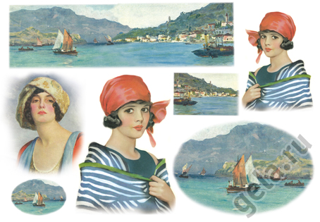 Бумага упаковочная "Морячка", рисовая, 48 х 33 см. Арт DFS147                  