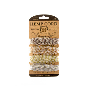 Шнуры на блистере HEMPTIQUE #10 - 0,5 мм, 4 цвета по 12,8 м. Арт HC10MVI                 