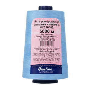 Нить универсальная  Hemline для шитья и оверлока, 5000 м. Арт N4129/SKYBLUE/G002