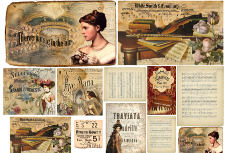 Бумага упаковочная "Музыка", рисовая, 48 х 33 см. Арт DFS217                  