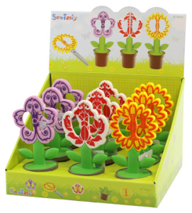 Ножницы 15 см "Цветочный горшок", 3 цвета,  9 шт. в картонном прикассовом стенде. Арт B4833