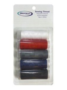 Нити для шитья, 100% полиэстер, набор 5 цветов, катушка 120 м. Арт +S021.80281719