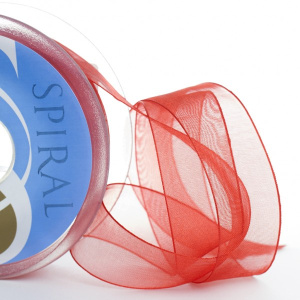 Лента органза SAFISA 39 мм, 25 м, цвет 14, красный. Арт 120-38мм-14             