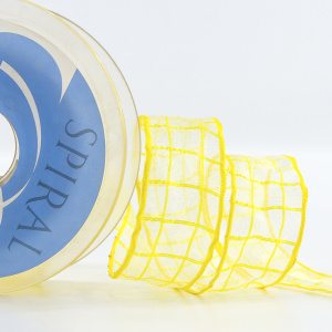 Лента органза с рисунком SAFISA, 25 мм, 15 м, цвет 01, желтый. Арт 25212-25-01              