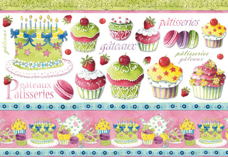 Бумага упаковочная "Кекс", рисовая, 48 х 33 см. Арт DFS189                  