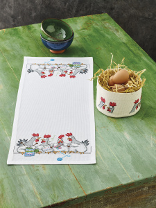 Набор для вышивания дорожки "Куриные посиделки". Арт 63-0436