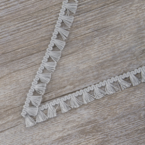 Тесьма декоративная, 16 мм, с бахромой, цвет серый. Арт 2204/64