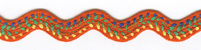 Тесьма PEGA тип вьюнчик, оранжевый с орнаментом, 11,5 мм. Арт 841513025DA006          