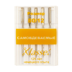 Иглы для бытовых швейных машин самовдеваемые № 80 (с удобной заправкой ушка сбоку). Арт A6141/80                