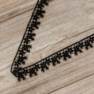 Мерсеризованное хлопковое кружево, 24 мм, цвет черный. Арт K059/14