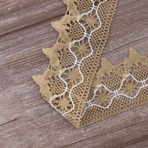 Мерсеризованное хлопковое кружево, 63 мм, цвет бежевый. Арт 2074/ZH