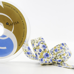 Косая бейка с  рисунком SAFISA, арт.6452, 20 мм, 20 м, цвет 02. Арт 6452-20мм-02