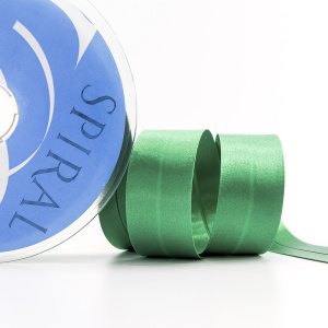 Косая бейка атласная 30 мм, 25 м, цвет 25, зеленый. Арт 6260-30мм-25            