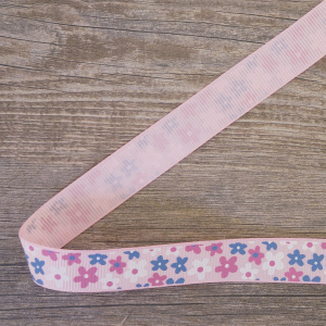 Лента репсовая на картонной катушке "Цветочки". Арт VR15.314