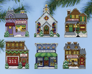 Набор для вышивания елочных украшений "Деревня". Арт 6879