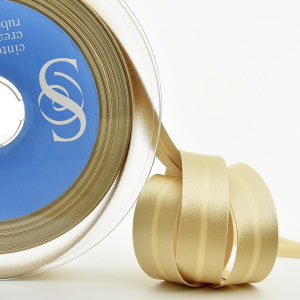 Косая бейка атласная 20 мм, 25 м, цвет 63, бежевый. Арт 6260-20мм-63            