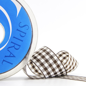 Лента с рисунком клетка SAFISA, 25 мм, 25 м, цвет 17, коричневый. Арт 469-25мм-17             