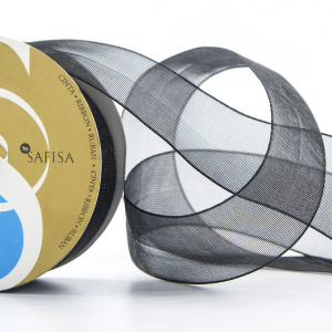 Лента органза SAFISA мини-рулон, 25 мм, 2,5 м, цвет 01, черный. Арт P00520-25мм-01          