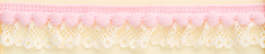 Рюш декоративный с помпонами, 20 мм, цвет кремовый с розовым. Арт 5344442/1551
