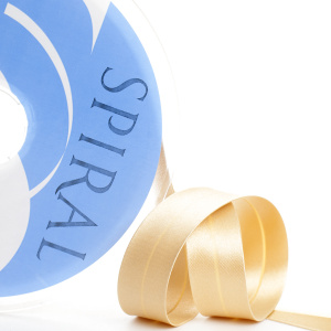 Косая бейка атласная 20 мм, 25 м, цвет 54, бежево-золотистый. Арт 6260-20мм-54            