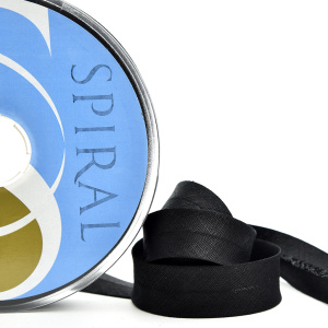 Косая бейка хлопок/лён, 20 мм, 20 м, цвет 01, черный. Арт 6602-20мм-01