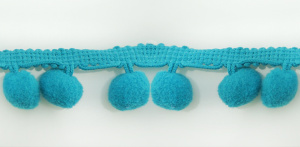 Тесьма с помпонами MATSA цвет ярко-бирюзовый. Арт 96924/7107