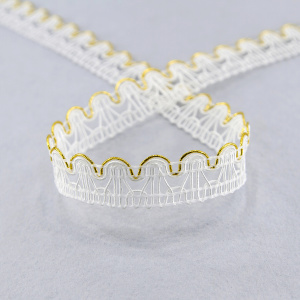 Тесьма PEGA тип отделочная, цвет белый с золотом, 15 мм. Арт 844153415DA001          