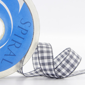 Лента с рисунком клетка SAFISA, 16(18) мм, 25 м, цвет 68, серый. Арт 469-16мм-68             