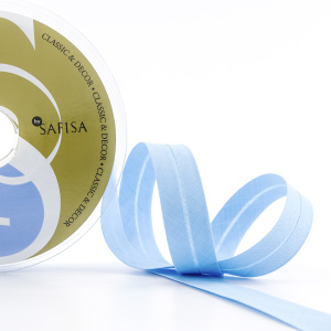 Косая бейка хлопок/полиэстер 20 мм, 25 м, цвет 69, Синий светлый. Арт 6120-20мм-69            