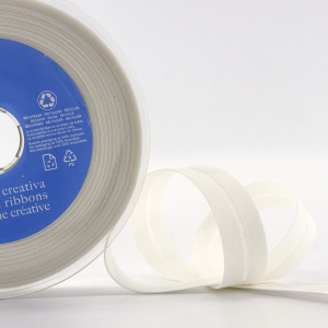 Косая бейка хлопок/полиэстер 20 мм, 25 м, цвет 03, молочный. Арт 6120-20мм-03            