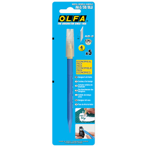 Набор: нож макетный с 5 лезвиями и 1 иглой для прокола, цвет голубой. Арт AK-5/5BLU