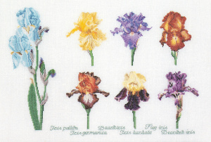 Набор для вышивания "Группа цветов ириса", канва лён 32 ct. Арт 3051                    