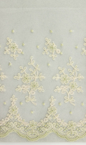 Вышивка хлопком на тюле, 180 мм, цвет нежно-зеленый. Арт 36782/07