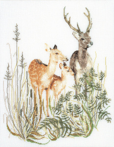 Набор для вышивания "Семья оленей", канва лён 32 ct. Арт 938