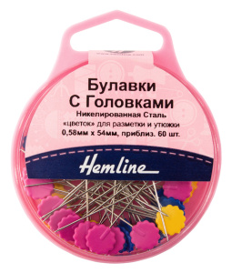 Булавки с плоскими головками "Цветок" в контейнере. Арт 707                     