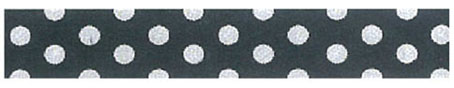 Лента клейкая декоративная "Белый горох на чёрном". Арт SBA181
