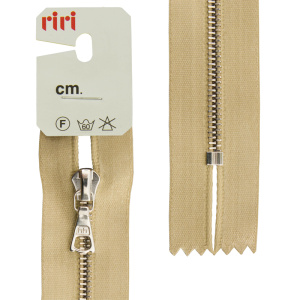 Молния металл, Ni, неразъёмная, на атласной тесьме, 4 мм, 16 см, цвет 2213, зотостисто-бежевый. Арт 3412224/16/2213         