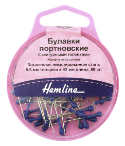 Булавки портновские с фигурными головками, 42 мм, 60 шт, цвет синий. Арт 721