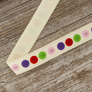 Лента хлопковая на картонной мини-катушке "Пуговицы". Арт VR15.048X