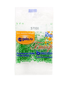 Бисер Preciosa №10, 5 г., цвет № 57100 светло-зеленый с серебряным прокрасом прозрачный. Арт G 57100