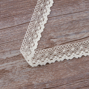 Мерсеризованное хлопковое кружево, 20 мм, цвет шампань. Арт 2019/72